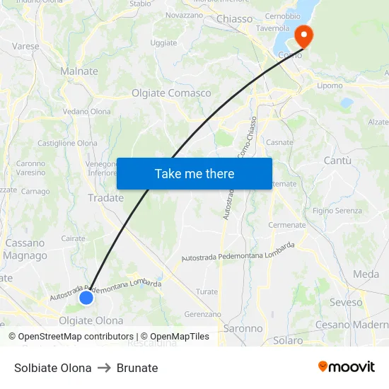 Solbiate Olona to Brunate map