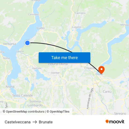 Castelveccana to Brunate map