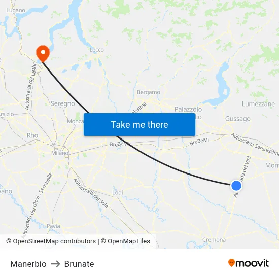 Manerbio to Brunate map