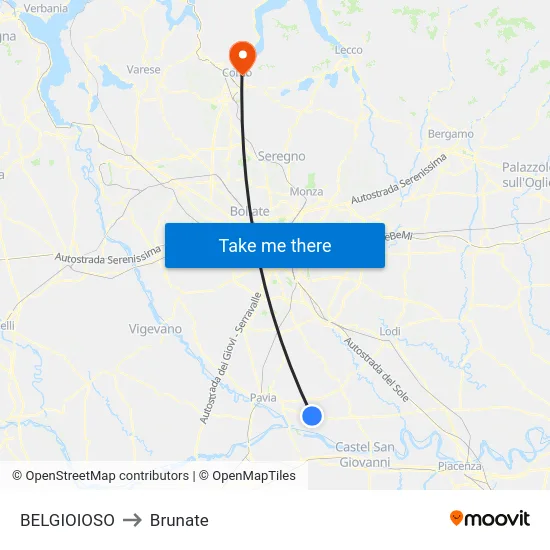 Belgioioso to Brunate map