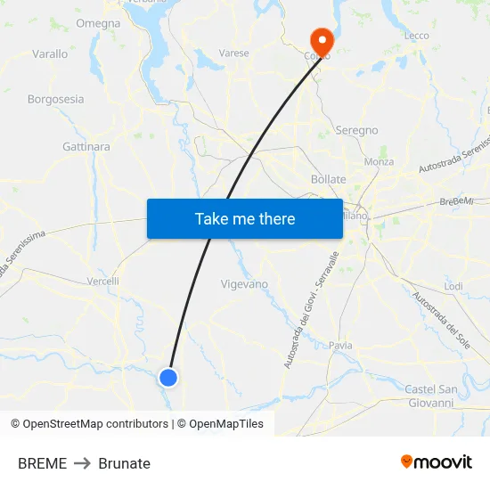 Breme to Brunate map