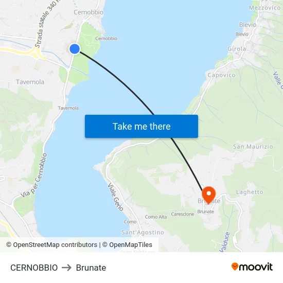 CERNOBBIO to Brunate map