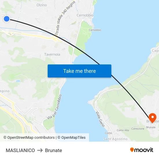 Maslianico to Brunate map