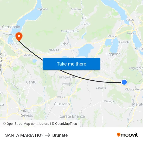 Santa Maria Ho? to Brunate map