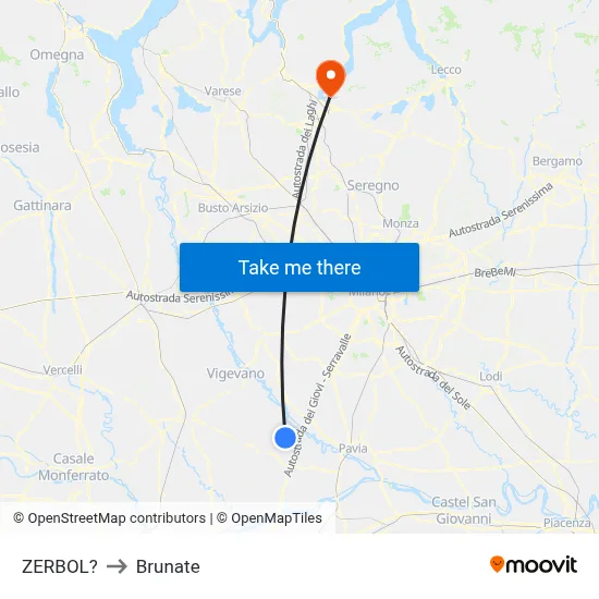 Zerbol to Brunate map