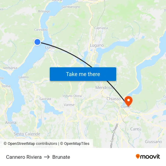 Cannero Riviera to Brunate map