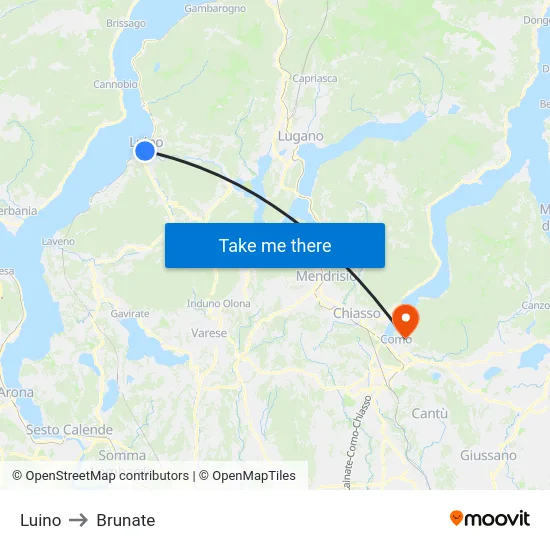 Luino to Brunate map
