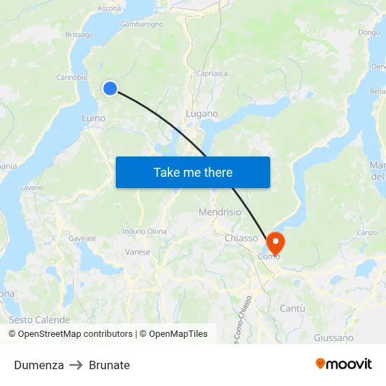 Dumenza to Brunate map