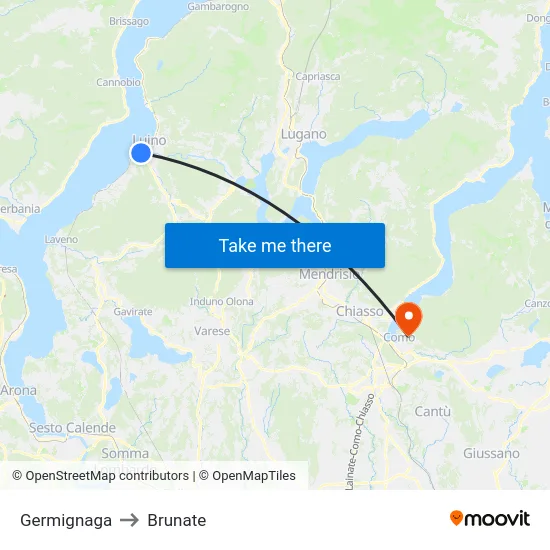 Germignaga to Brunate map