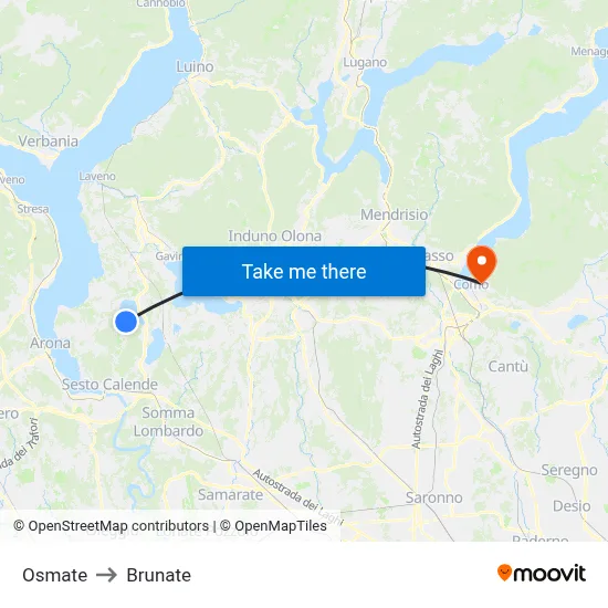 Osmate to Brunate map