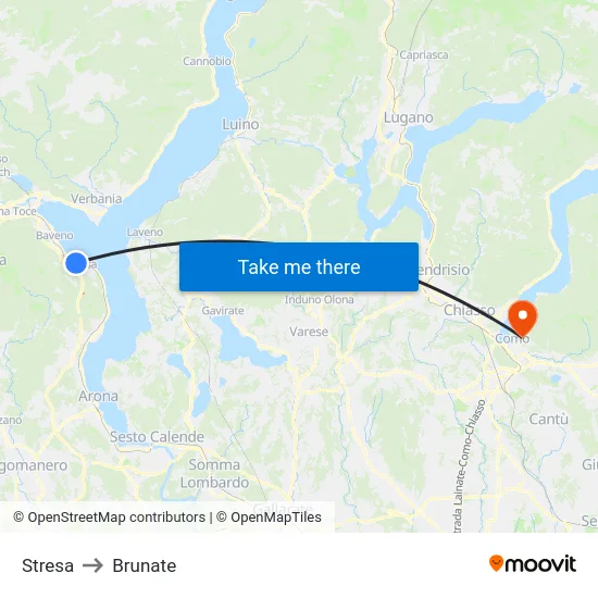 Stresa to Brunate map