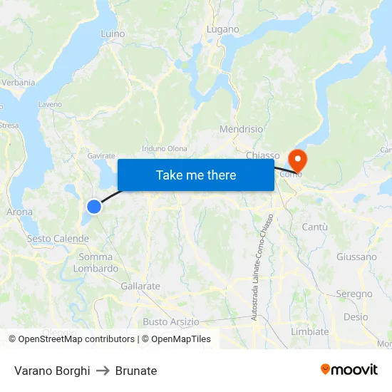 Varano Borghi to Brunate map