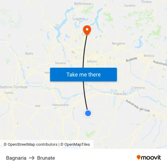 Bagnaria to Brunate map