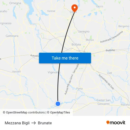 Mezzana Bigli to Brunate map