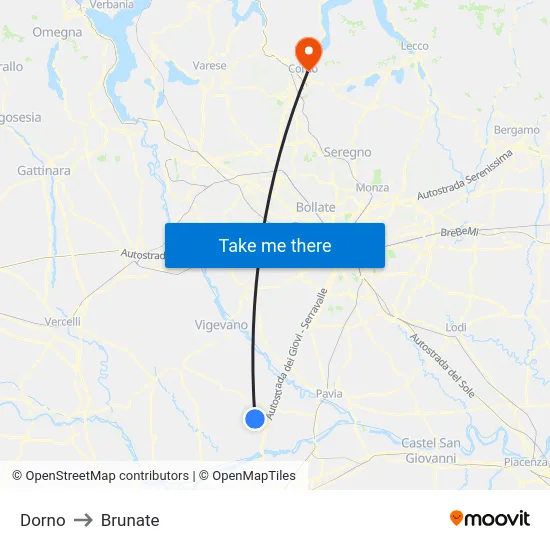 Dorno to Brunate map