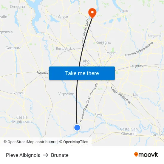 Pieve Albignola to Brunate map