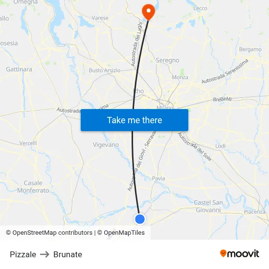 Pizzale to Brunate map