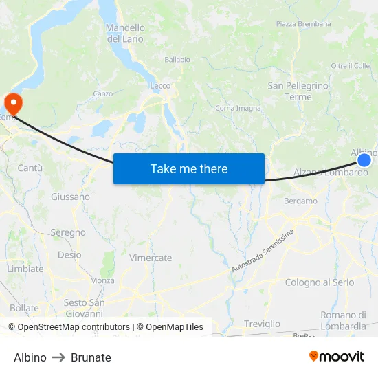 Albino to Brunate map