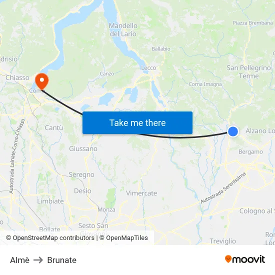 Almè to Brunate map