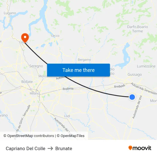 Capriano Del Colle to Brunate map