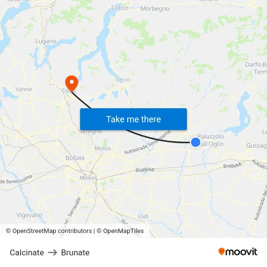 Calcinate to Brunate map