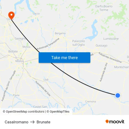 Casalromano to Brunate map