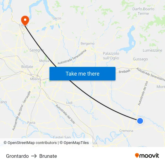 Grontardo to Brunate map