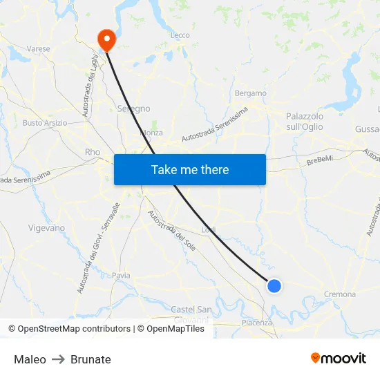 Maleo to Brunate map
