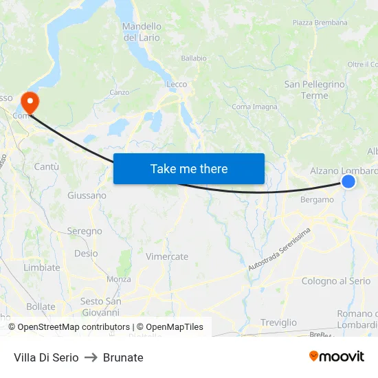 Villa di Serio to Brunate map