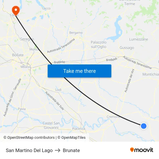 San Martino Del Lago to Brunate map