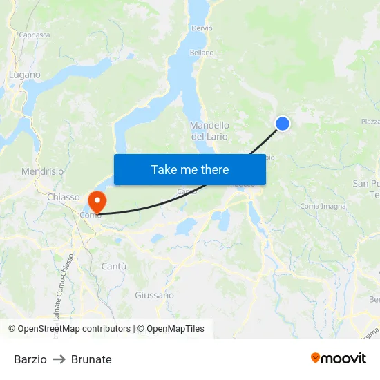 Barzio to Brunate map