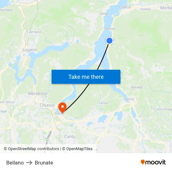 Bellano to Brunate map