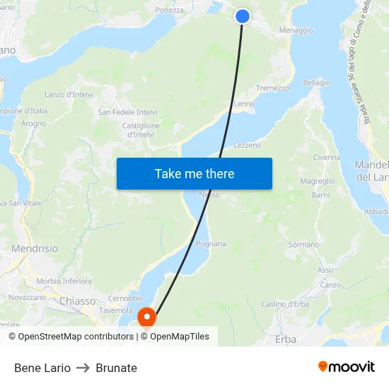 Bene Lario to Brunate map