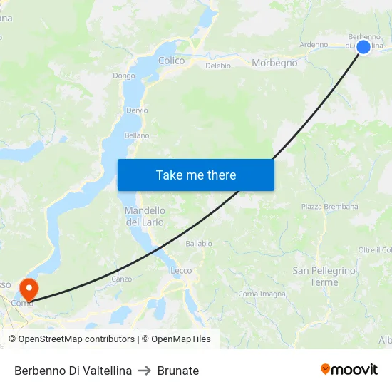 Berbenno Di Valtellina to Brunate map