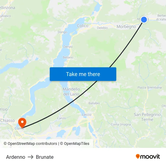 Ardenno to Brunate map