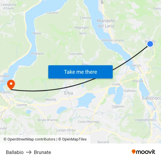 Ballabio to Brunate map