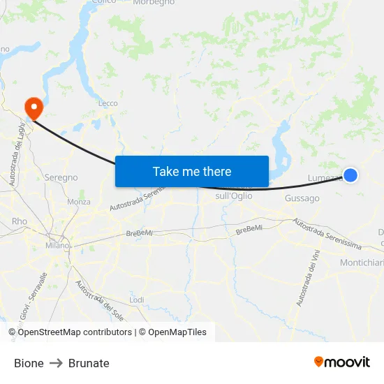 Bione to Brunate map