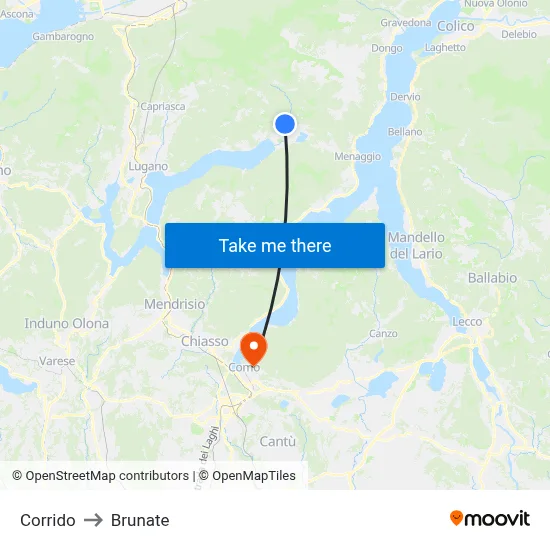 Corrido to Brunate map