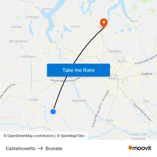 Castelnovetto to Brunate map