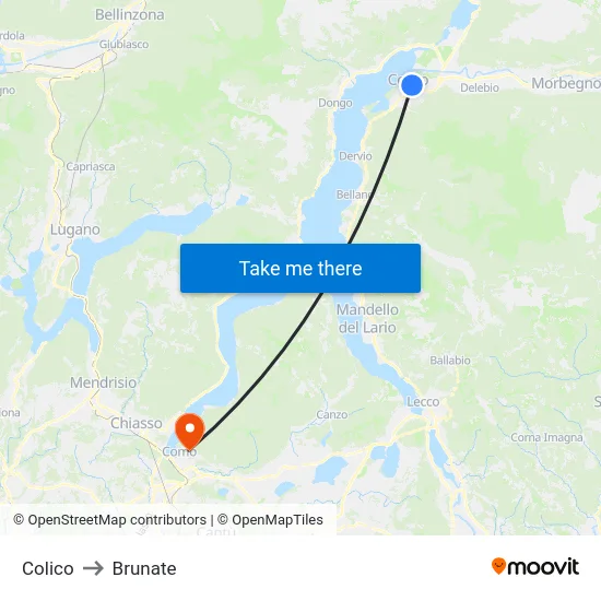Colico to Brunate map