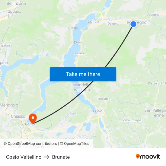 Cosio Valtellino to Brunate map