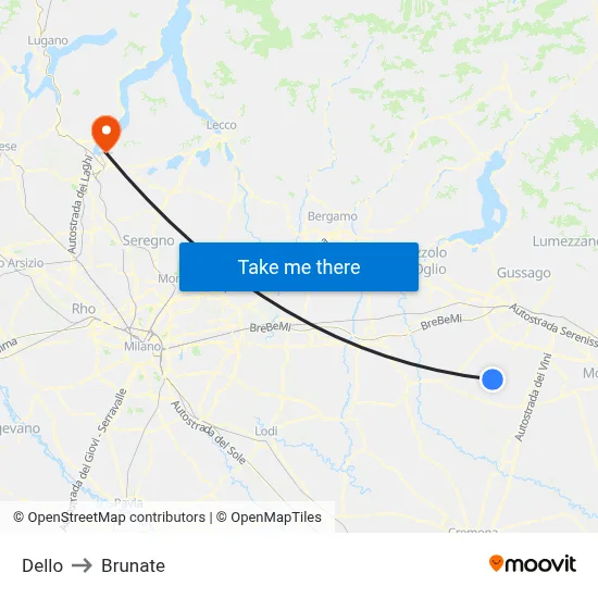 Dello to Brunate map