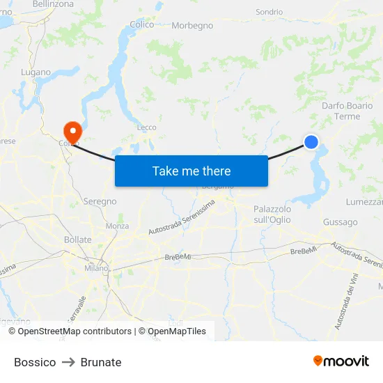 Bossico to Brunate map