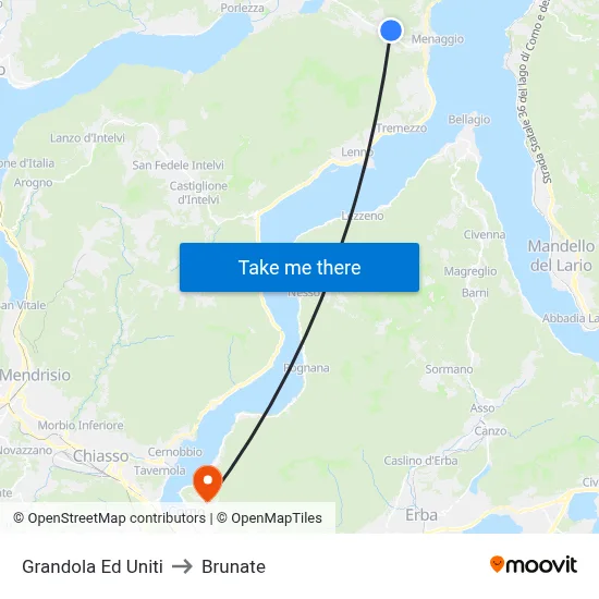Grandola Ed Uniti to Brunate map