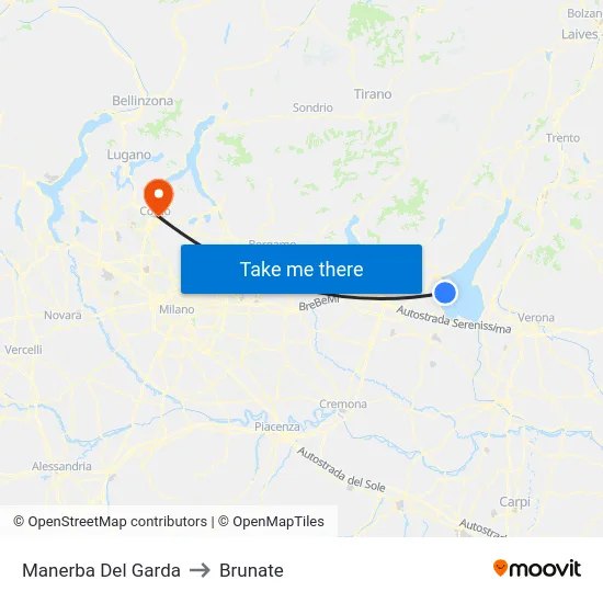Manerba Del Garda to Brunate map