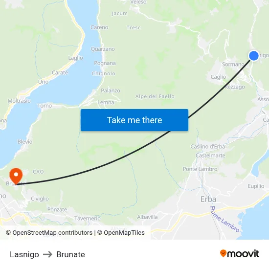 Lasnigo to Brunate map