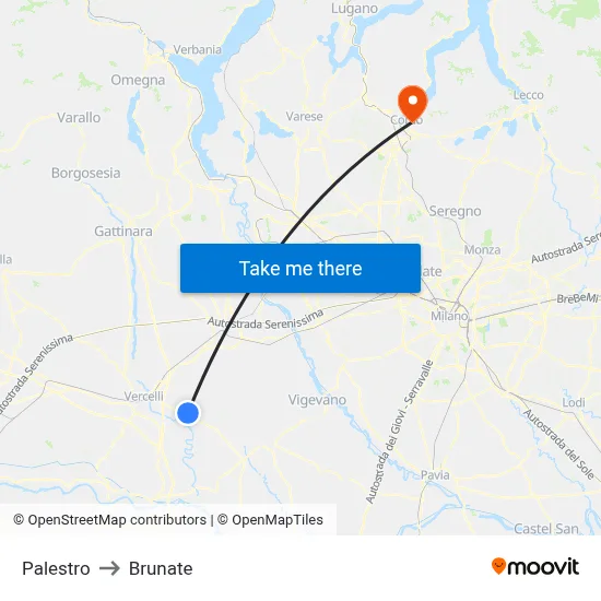 Palestro to Brunate map