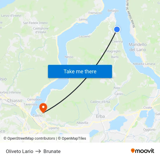 Oliveto Lario to Brunate map
