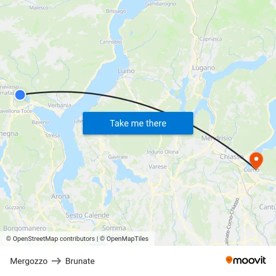 Mergozzo to Brunate map