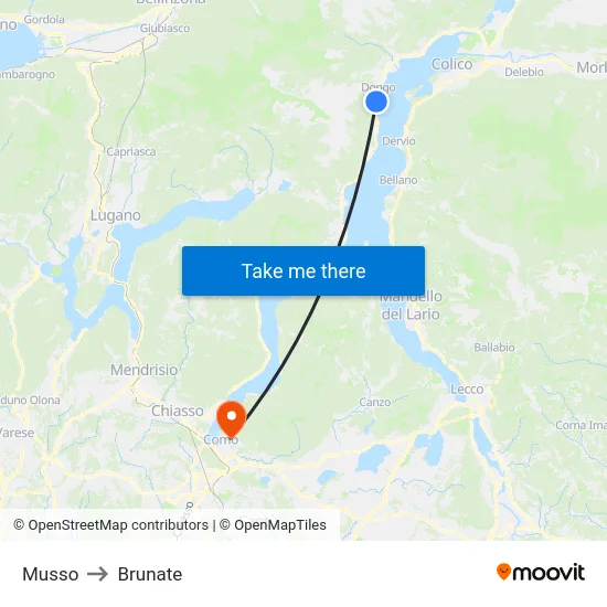 Musso to Brunate map